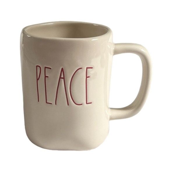 Rae Dunn by Magenta Artisan Collection 20 oz Red Letter PEACE Coffee Mug - Picture 1 of 6